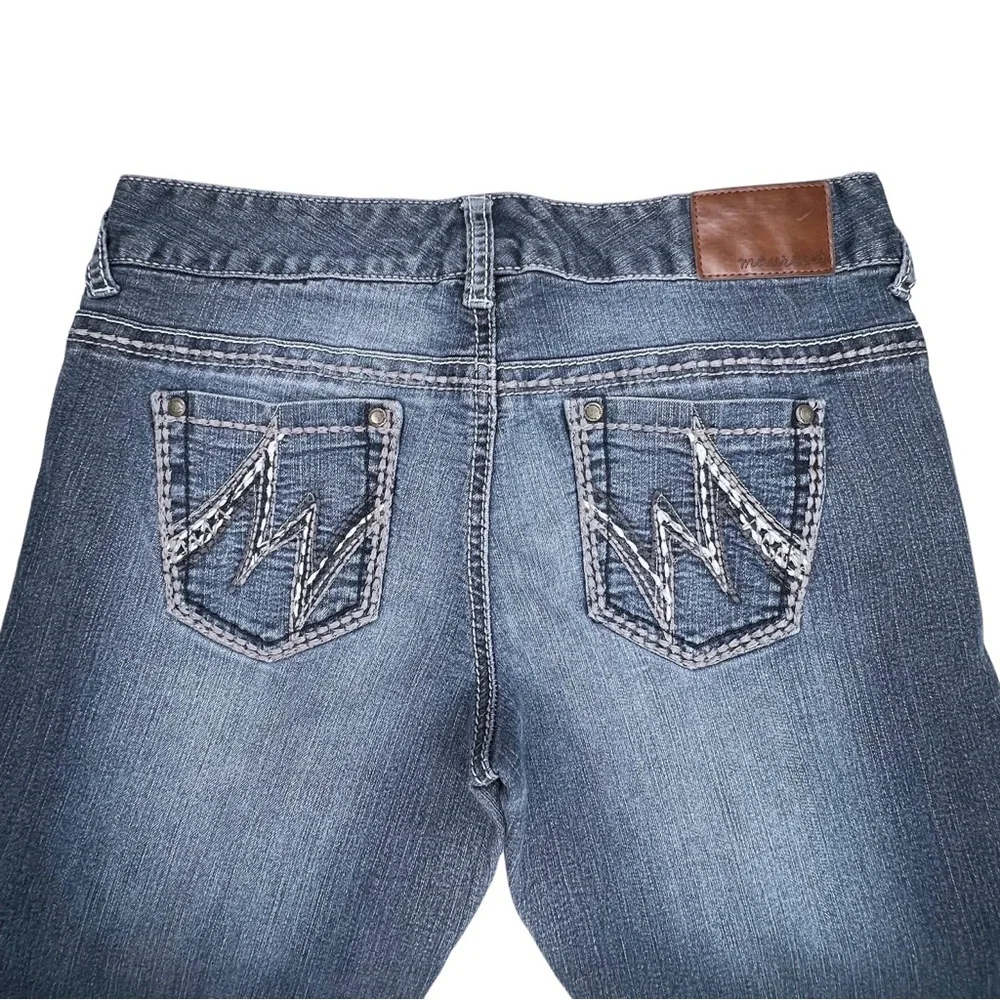 Maurices Jeans Straight Distressed Cropped Raw Hem Blue 3 4 Regular